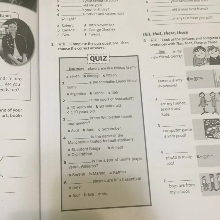 Choose the correct answers to complete