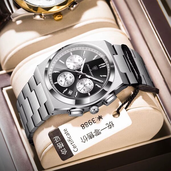 Montre chronographe en acier inoxydable