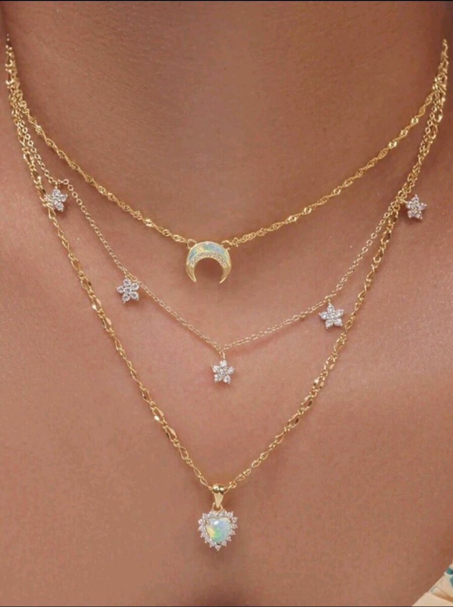 Collier Lune en Or Multi-Couches