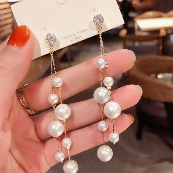 Boucles d'oreilles pendantes perles