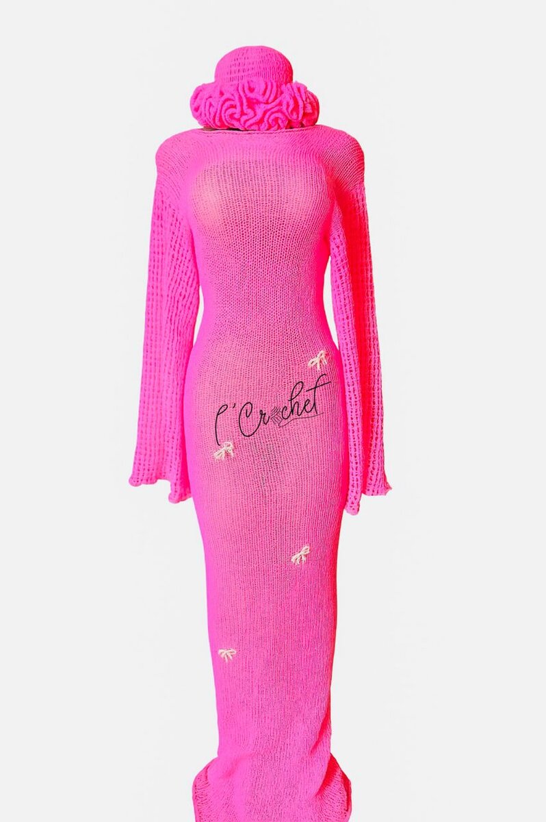 Robe Crochet Rose Élégante