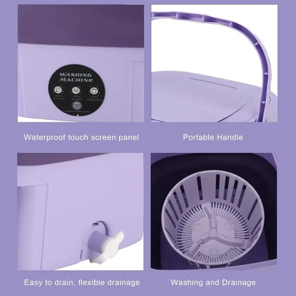 Portable Folding Mini Washing Machine  Healthy Blue Light W