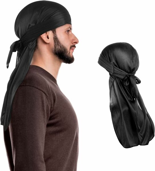 Durag en soie noire élégante