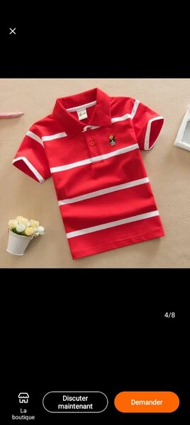 Polo garçon à rayures rouge