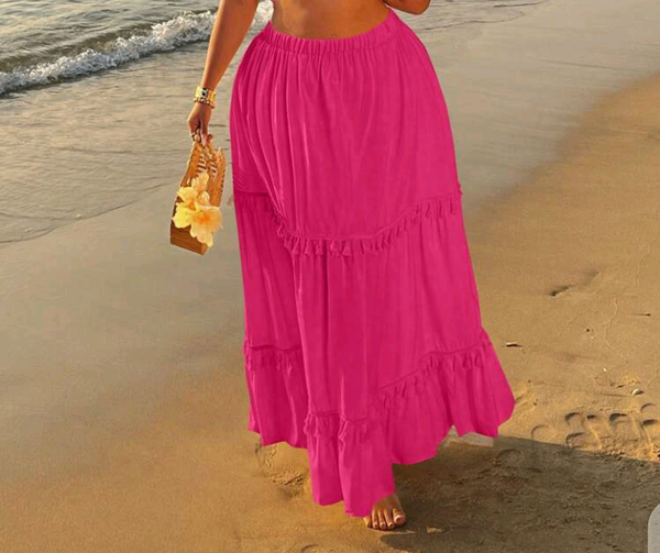 Jupe Plage Longue Fuchsia