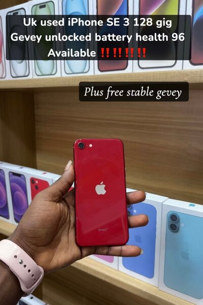 Uk used iPhone SE 3 128 gig Gevey unlocked battery health 96