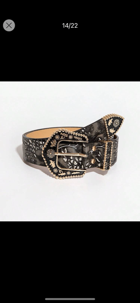 Ceinture en cuir brodé