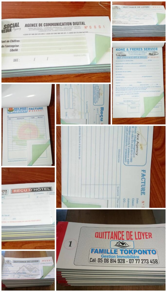 CONFECTION DE CARNETS DE REÇUS...
