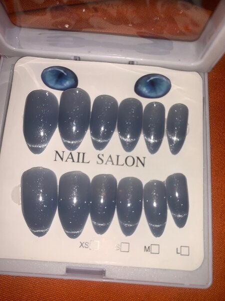 Faux Ongles Bleu Pailleté