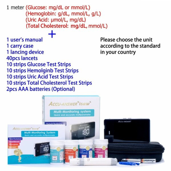 Glucometer, HB ,Cholestrol & Uric Acid Meter. 4 in 1 checker