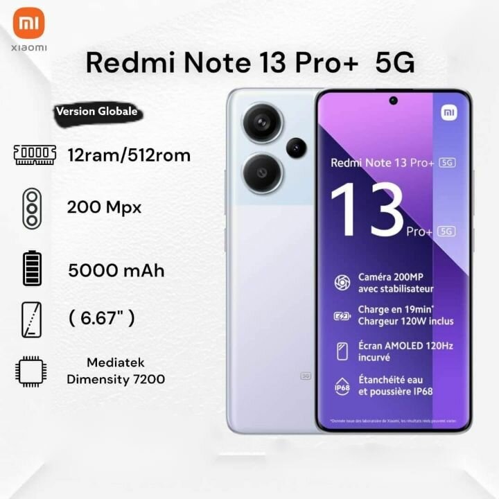 Xiaomi Redmi Note 13 Pro Plus 5G - 512Go - 12Go Ram