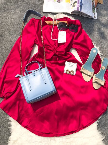 Red silk dress