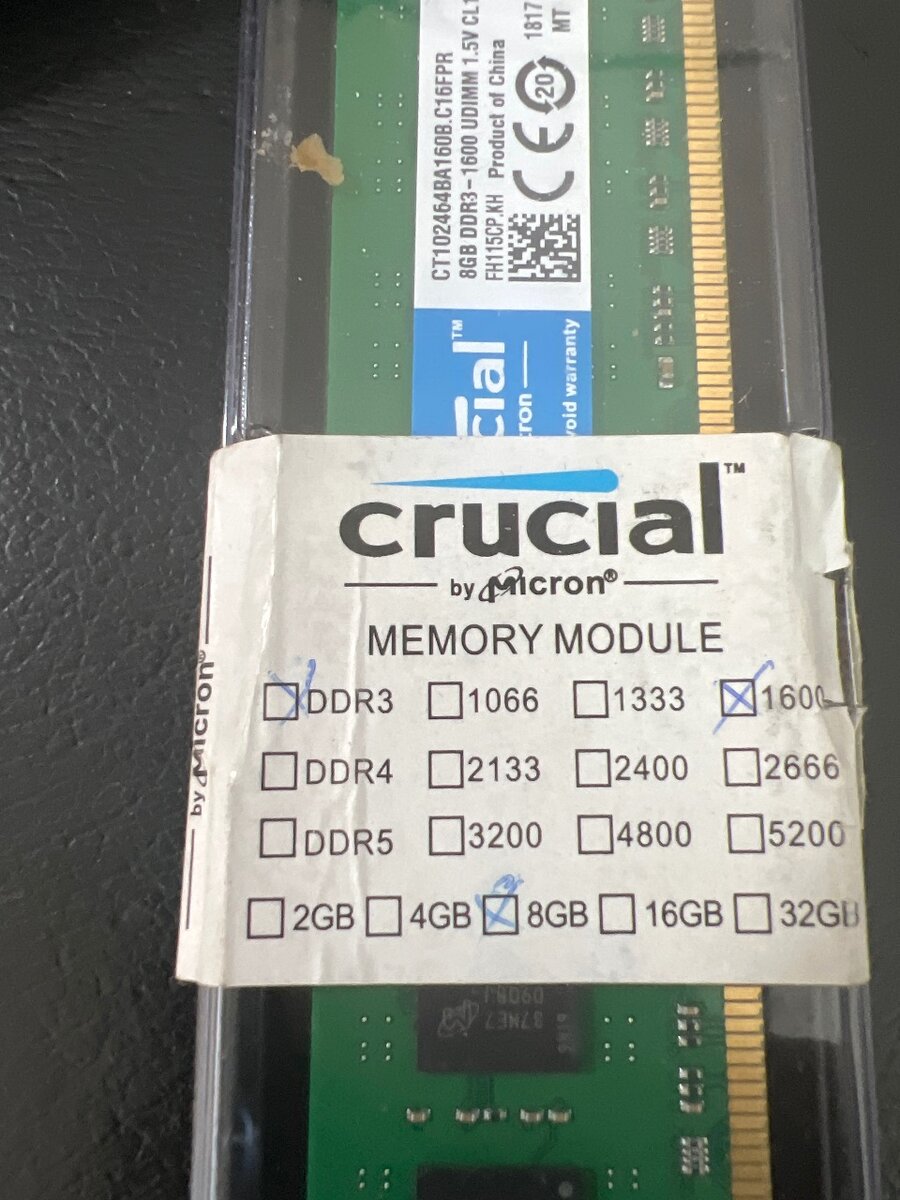 Mémoire ram crucial 8go