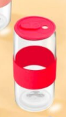 Silicone Lid and Sleeve Borosilicate Glass Beer Can Tumbler with Straw 