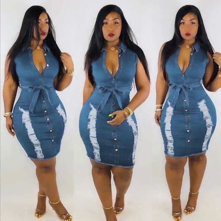 Très Belle robe en jeans S M L XL 2xl
