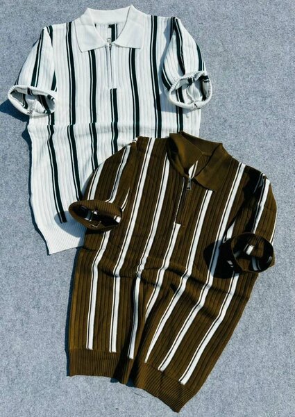Polos en maille à rayures pour hommes