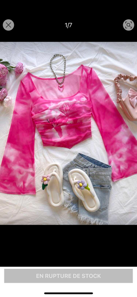 Haut transparent rose fashion