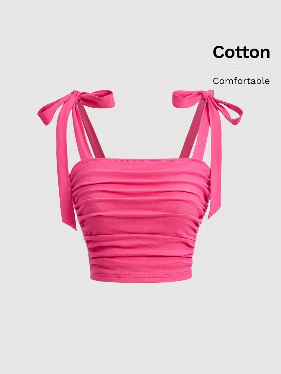 Top rose en coton ajustable