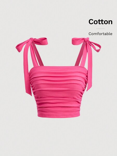 Top rose en coton ajustable