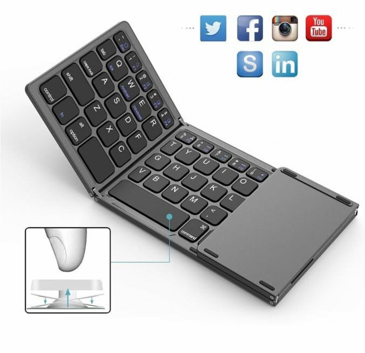 Clavier Bluetooth Pliable avec Touchpad