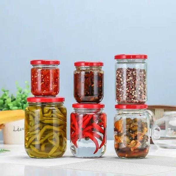 Round glass bottles