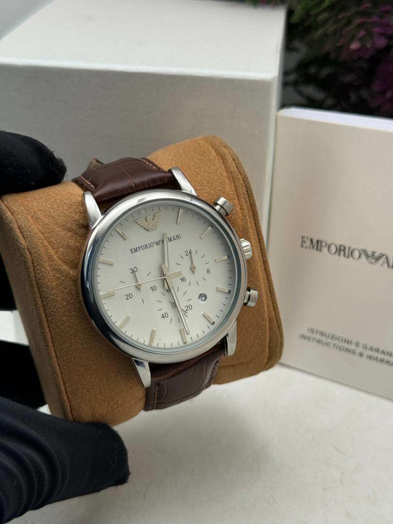 Emporio Armani Leather Chronograph Watch