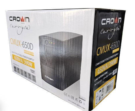 Onduleur Crown 650VA - 390 Watts - Noir - CMUX-650D