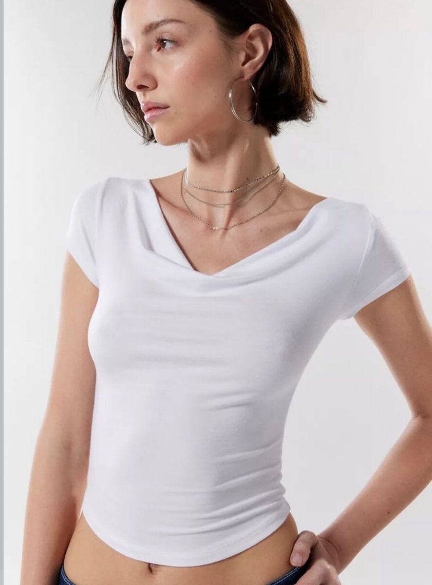 T-shirt encolure drapée femme