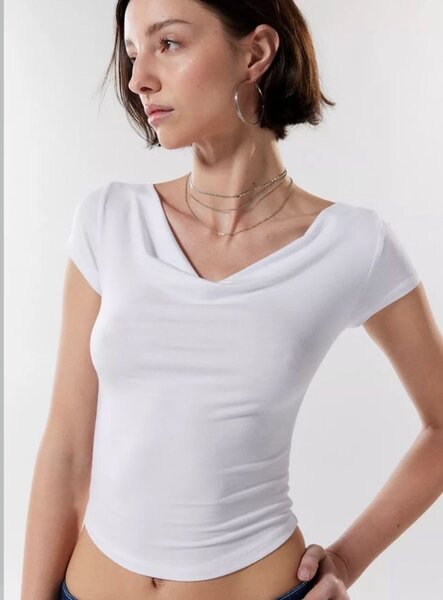 T-shirt encolure drapée femme