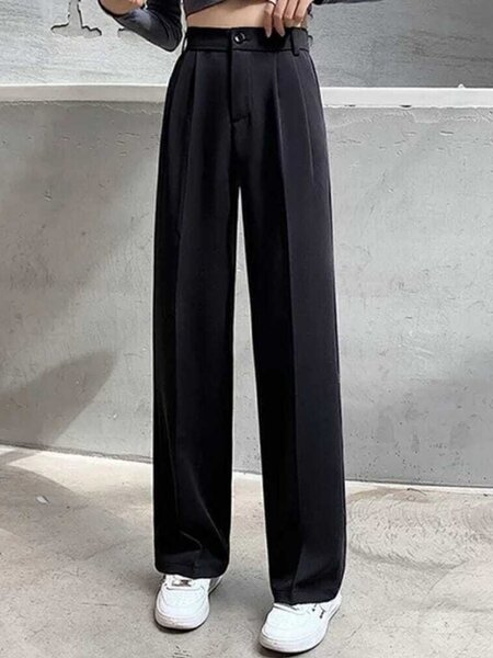 High waist black trou
