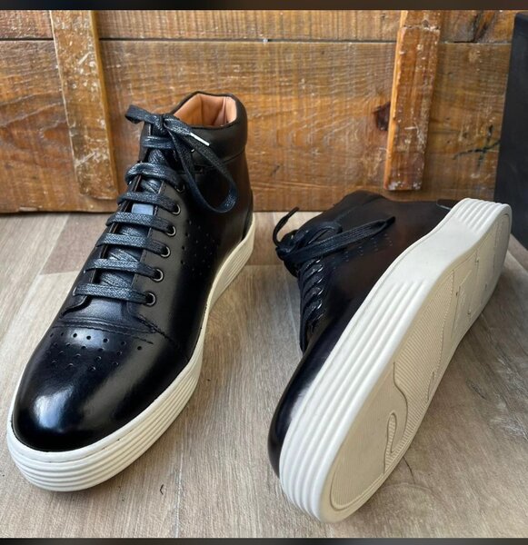 Baskets montantes cuir homme