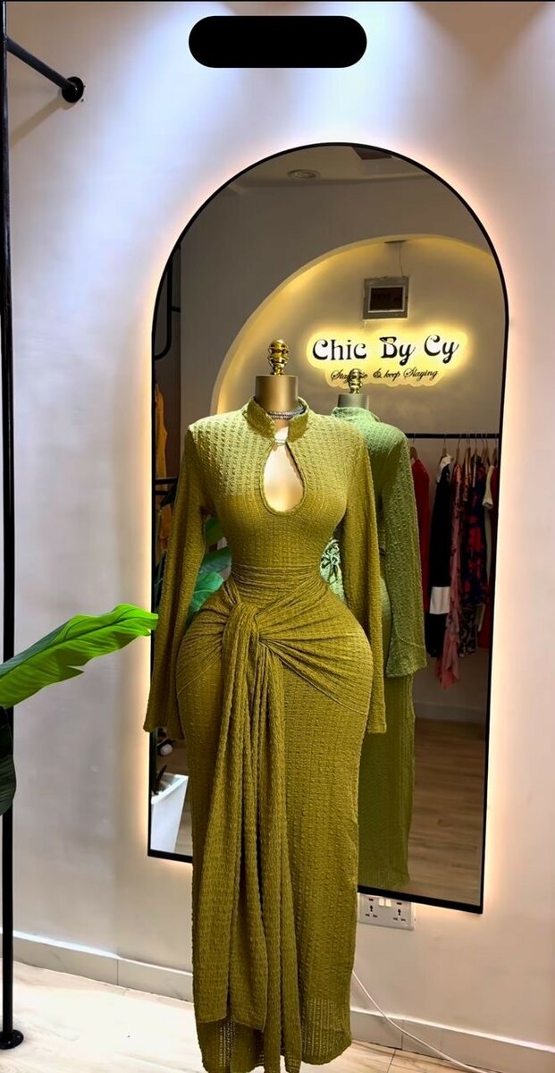 Robe longue élégante verte