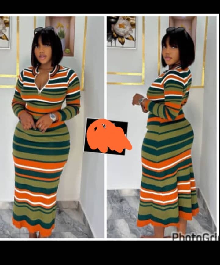 Robe longue rayée élégante