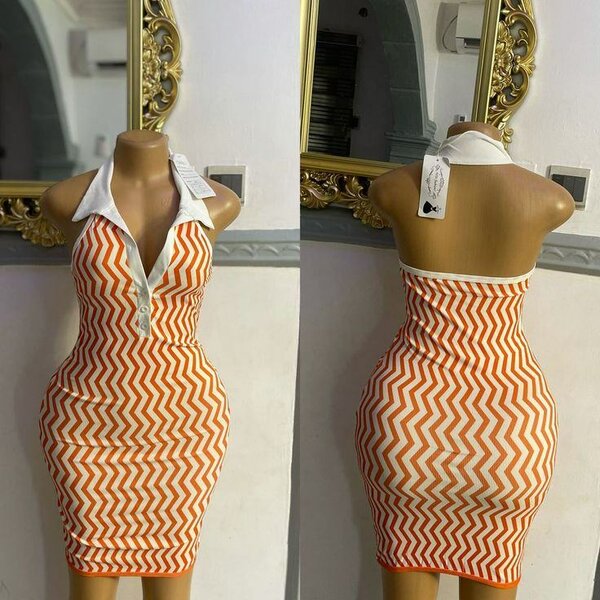 Robe moulante à motif zigzag