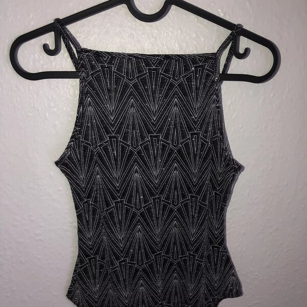 H&M Divided Silver Glitter Pattern Bodysuit