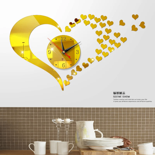 Horloge murale design en cœur