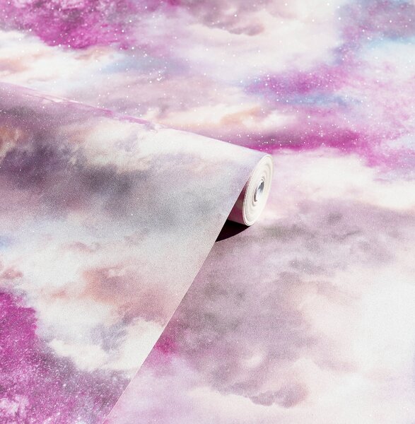 Papier peint nuage rose pastel