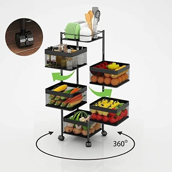Square Multipurpose Storage Trolley with Wheels