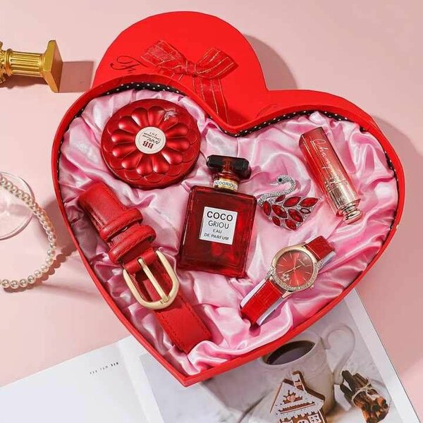 Ladies watch earrings key holder gift set box package