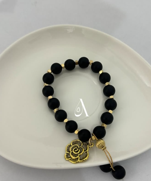 Matte black bead bracelet 