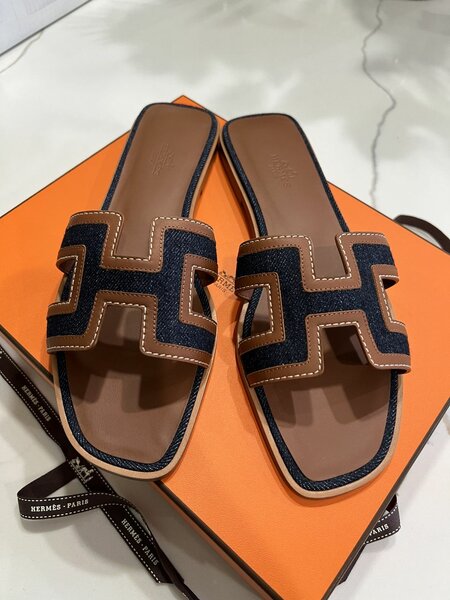 Leather slides