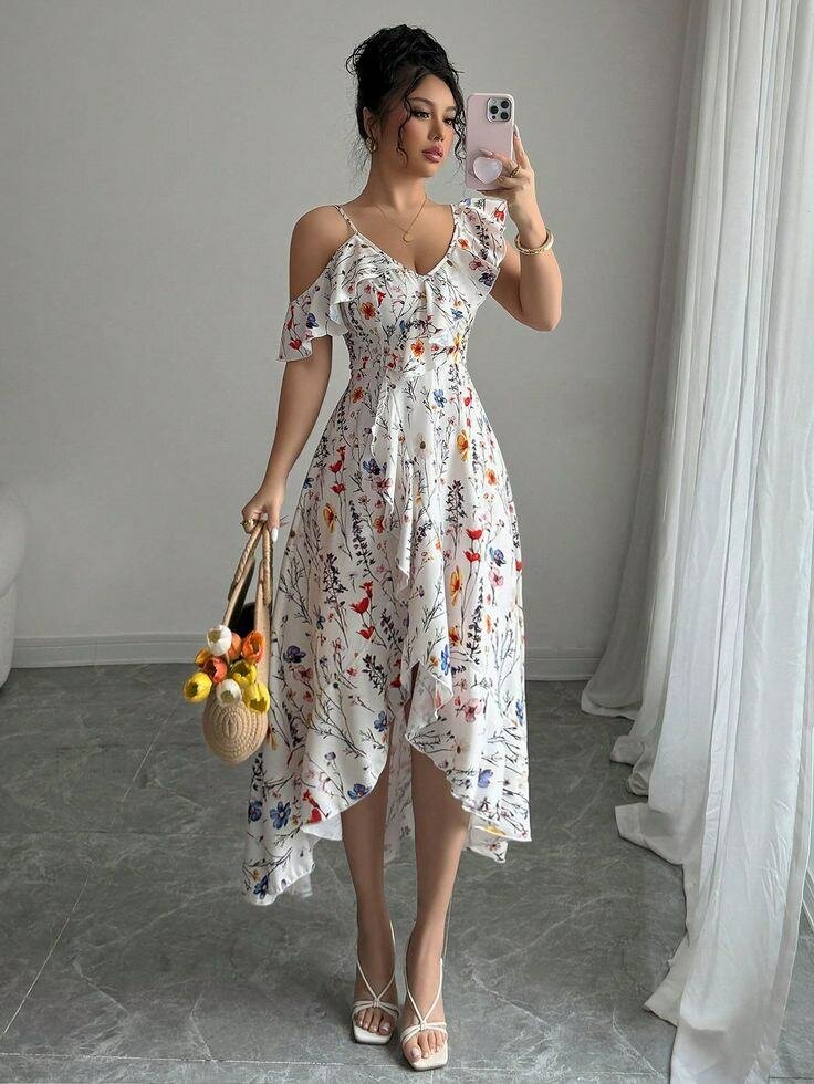 Robe d'été à volants floraux