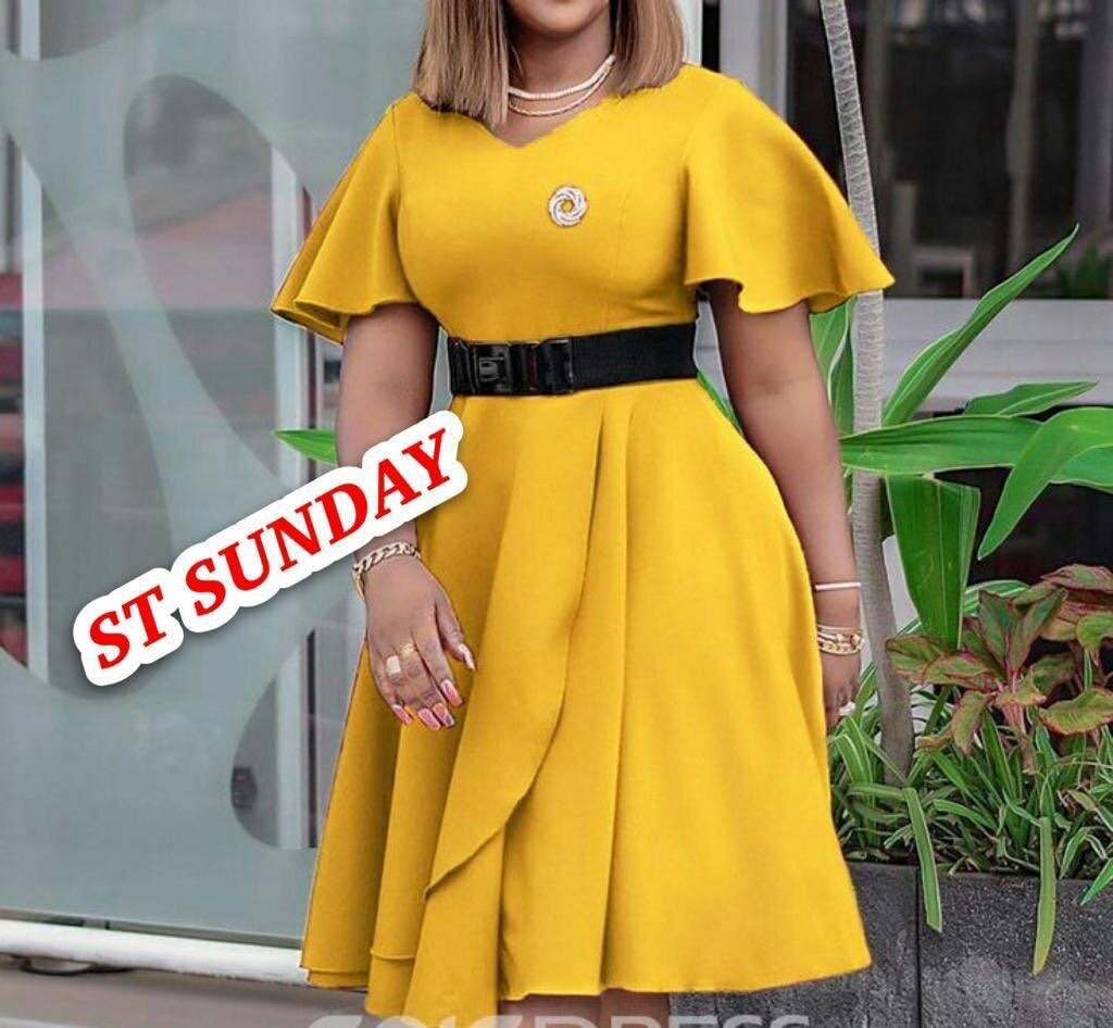 Robe élégante jaune femmes