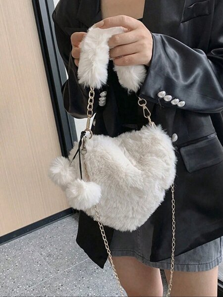 Sac à main en peluche en forme de cœur