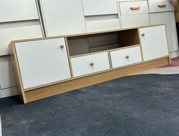 Meuble TV en Bois et Blanc
