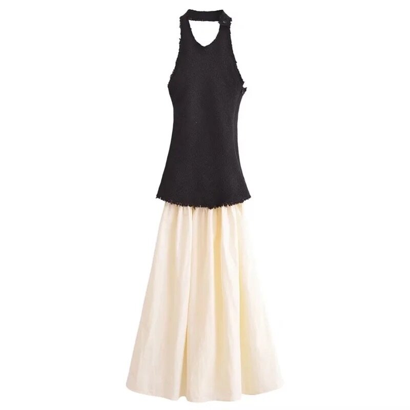 Halter neck two toned midi dress