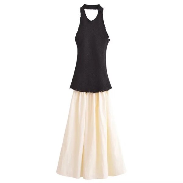 Halter neck two toned midi dress