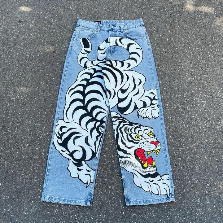 Jeans en denim imprimé tendance