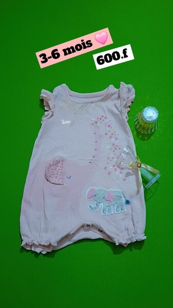 Grenouillère bébé éléphant rose