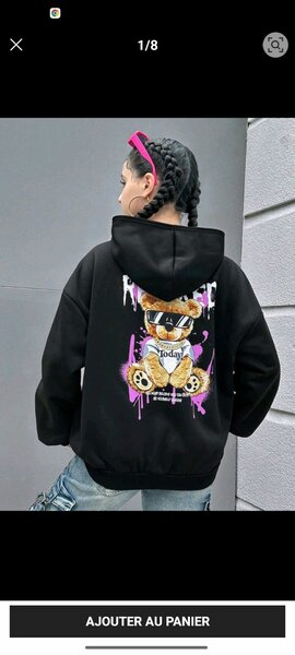 Sweat à capuche ourson noir